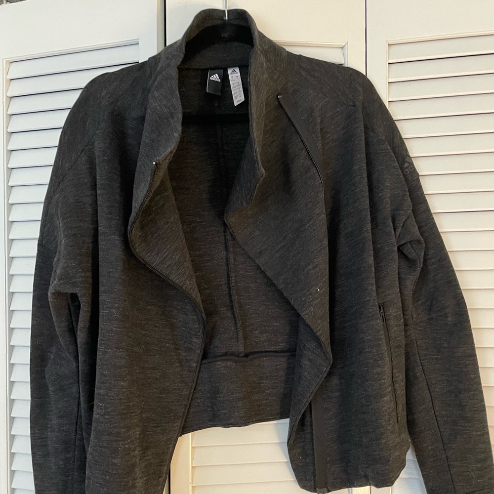 Adidas dark grey side zipper light jacket